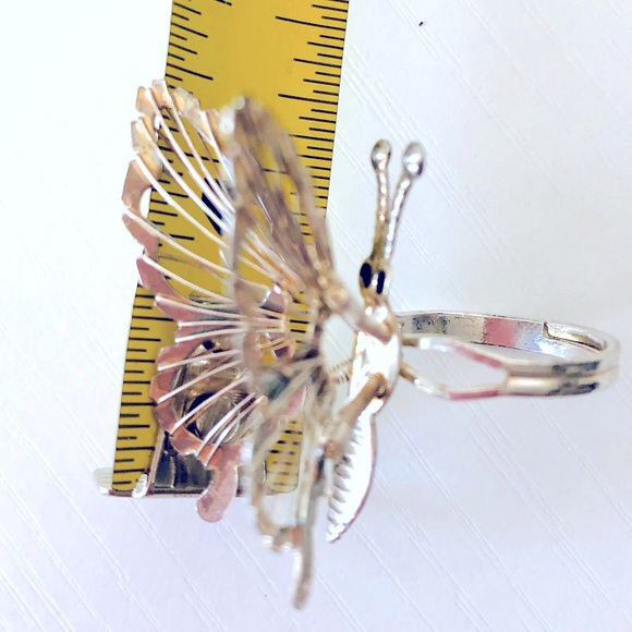 VTG 90s expandable size Silvertone butterfly rings - Picture 13 of 17